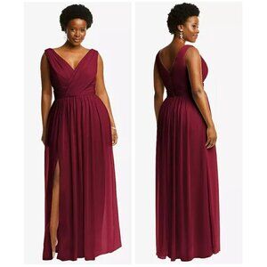 Dessy Collection Burgundy Sleeveless Draped Chiffon Maxi Dress Size 8 NWT